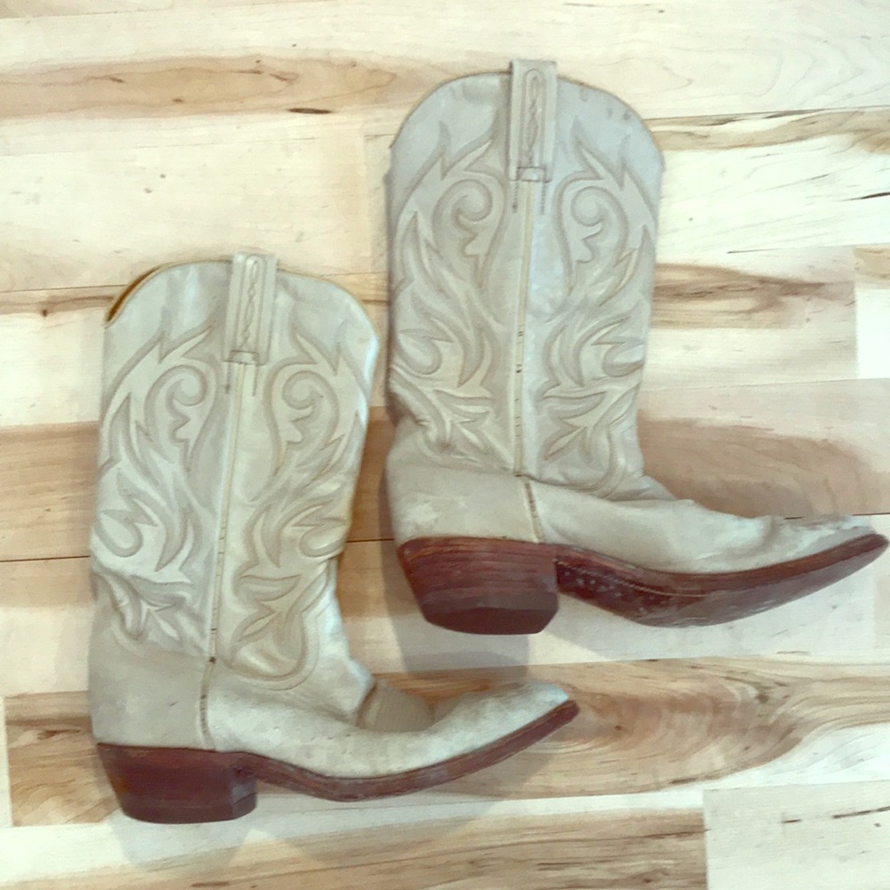 Vintage cream color cowboy boots.
